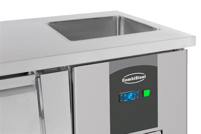 Table réfrigérée 3 portes et plonge inox 2020x700x960 mm 0.35 kW Combisteel - vue 5 - Table réfrigérée positive pro CHR - Cuistéo