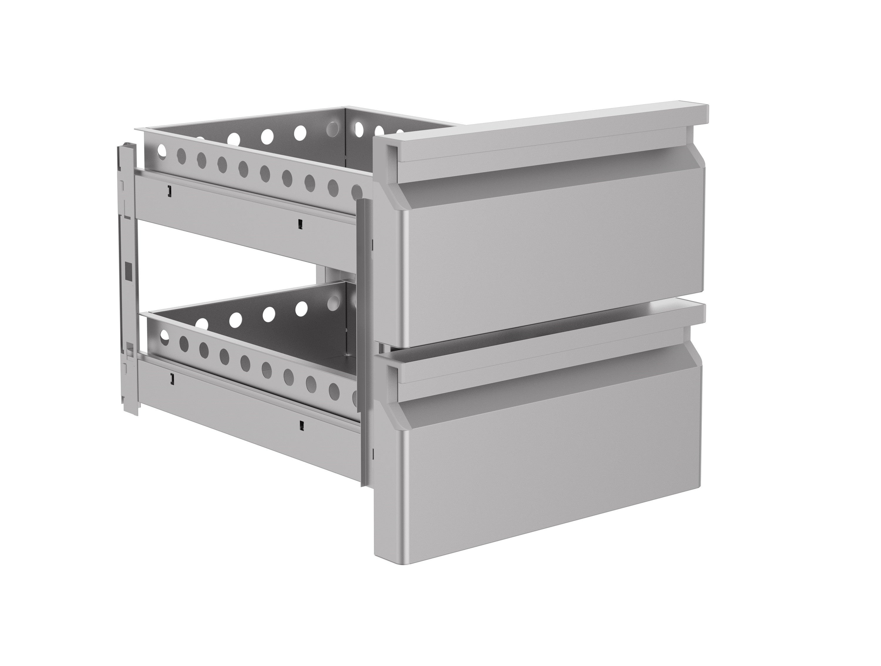 Bloc cs 2 tiroirs - H 600mm Combisteel - vue 3 - Table inox avec étagère pro CHR - Cuistéo