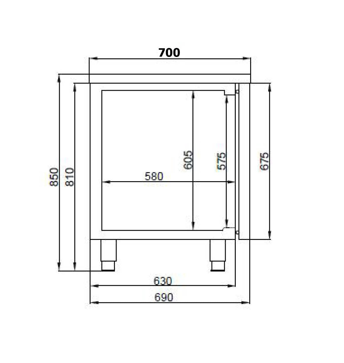 Table réfrigérée prof 700 mm 4 portes excl. moteur inox 632 L 0.24 kW Combisteel - vue 4 - Table réfrigérée positive pro CHR - Cuistéo