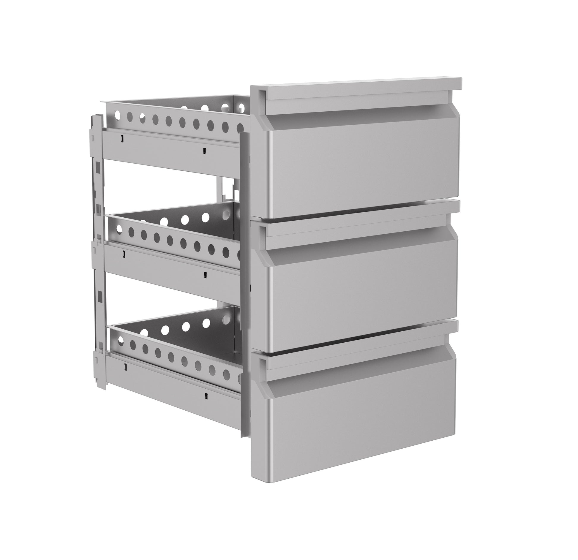 Bloc de tiroirs 1/3 monobloc soft closing 400x585x190 mm Combisteel - vue 3 - Table inox avec étagère pro CHR - Cuistéo