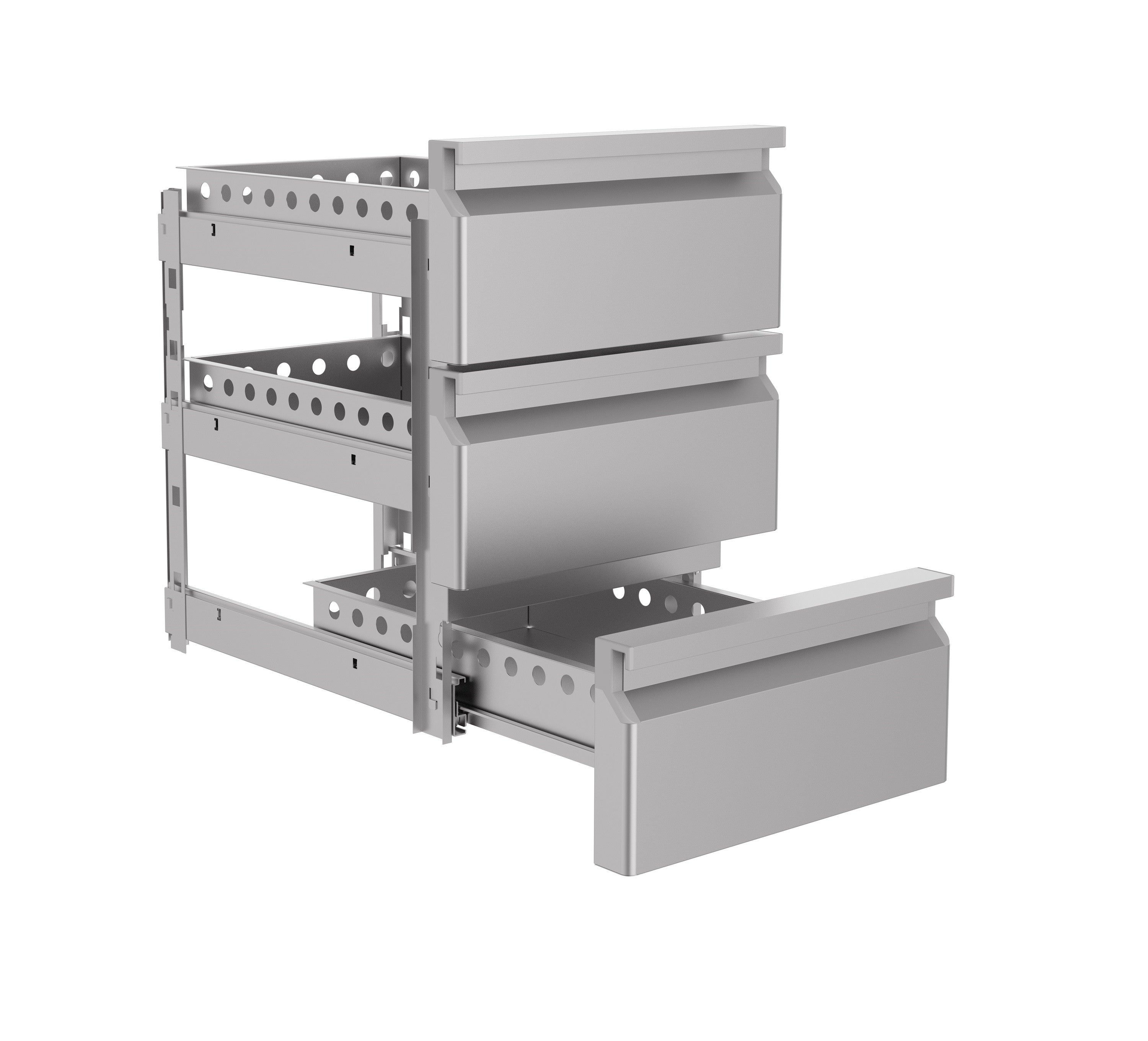 Bloc de tiroirs 1/3 monobloc soft closing 400x585x190 mm Combisteel - vue 4 - Table inox avec étagère pro CHR - Cuistéo