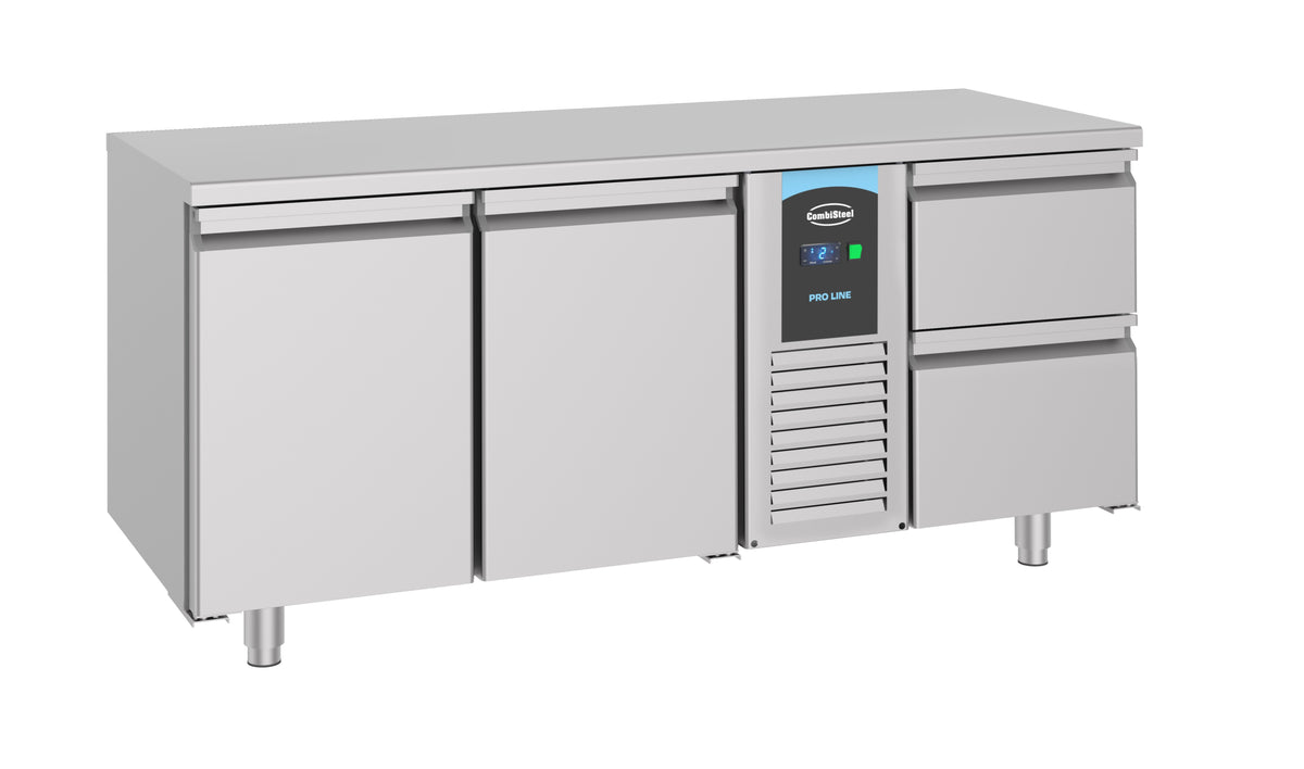 Table réfrigérée 2 portes 2 tiroirs prof 700mm inox 474 L 0.227 kW Combisteel - vue 3 - Table réfrigérée positive pro CHR - Cuistéo