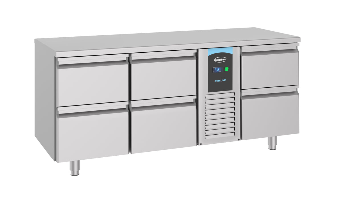 Table réfrigérée 6 tiroirs monobloc prof 700mm inox 474 L 0.227 kW Combisteel - vue 3 - Table réfrigérée positive pro CHR - Cuistéo