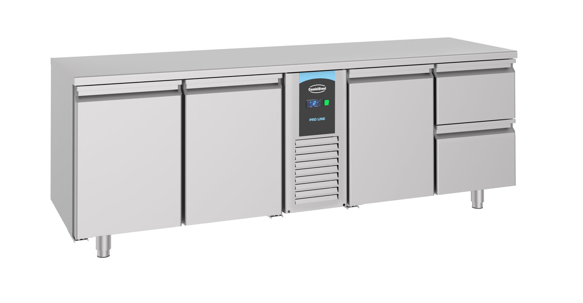 Table réfrigérée inox 3 portes 2 tiroirs prof 700mm 632 L 0.308 kW Combisteel - vue 3 - Table réfrigérée positive pro CHR - Cuistéo