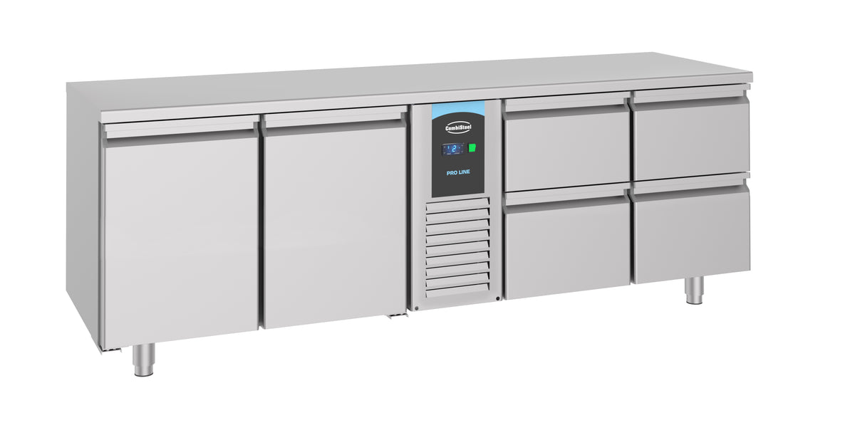 Table réfrigérée 2 portes et 4 tiroirs prof 700mm inox 632 L 0.308 kW Combisteel - vue 3 - Table réfrigérée positive pro CHR - Cuistéo