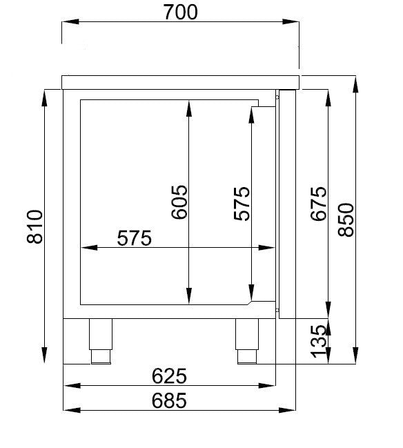 Table réfrigérée 2 portes inox 1400x700x850 mm 281 L 0.25 kW Combisteel - vue 6 - Table réfrigérée positive pro CHR - Cuistéo