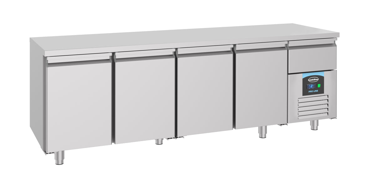 Table réfrigérée 4 portes inox 2330x700x850 mm 632 L 0.45 kW Combisteel - vue 3 - Table réfrigérée positive pro CHR - Cuistéo