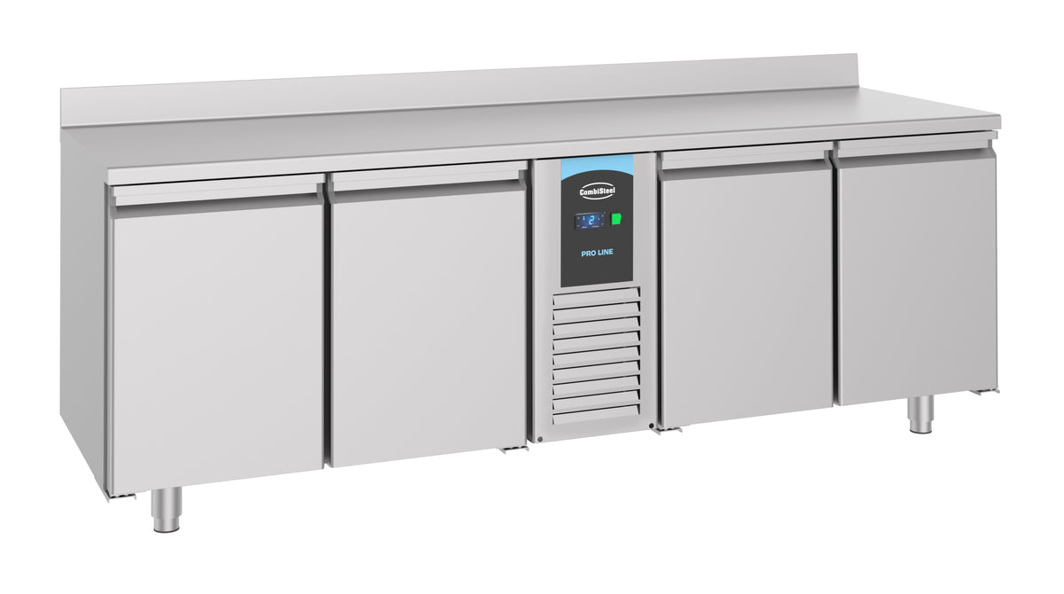 Table réfrigérée dosseret 4 portes monobloc inox 2270x700x860 mm 632 L 0.4 kW Combisteel - vue 4 - Table réfrigérée positive pro CHR - Cuistéo