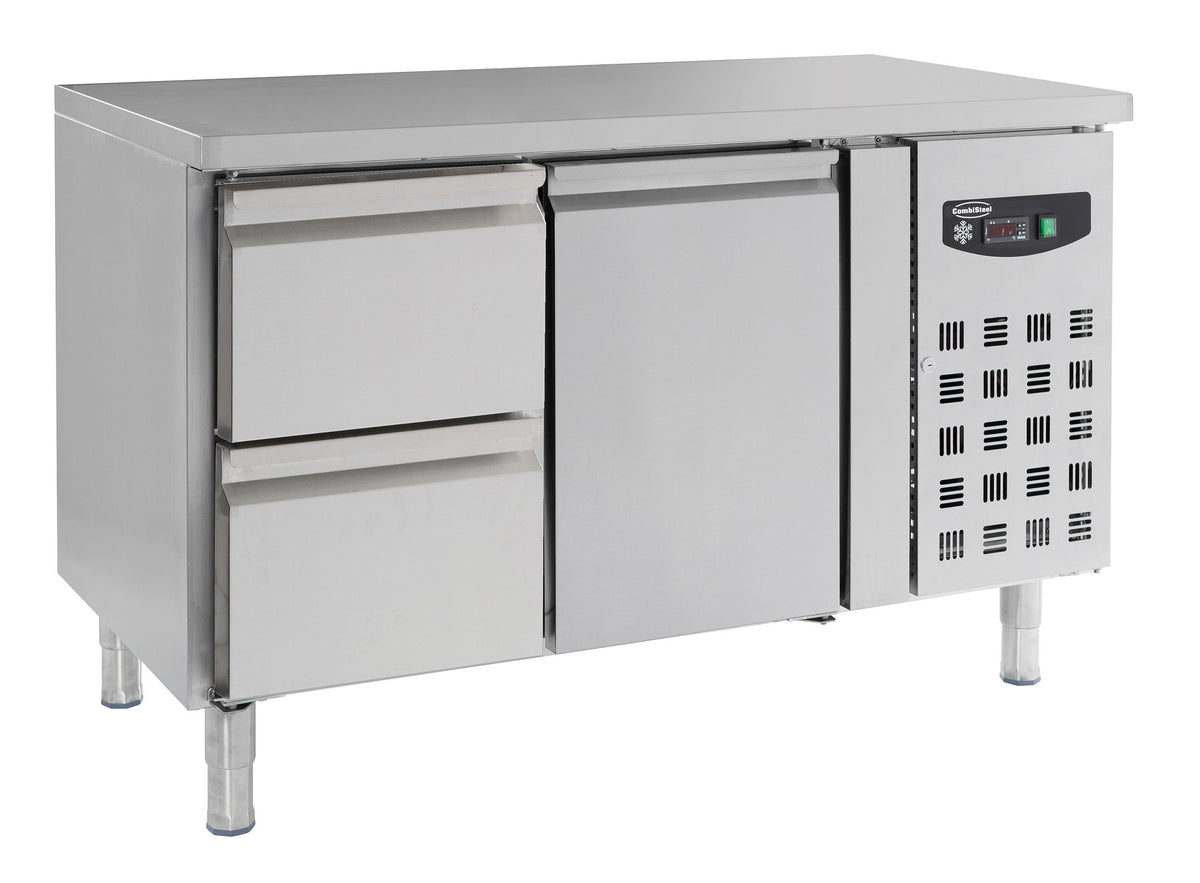 Table réfrigérée 1 porte et 2 tiroirs inox 1360x700x850 mm 282 L 0.34 kW Combisteel - vue 2 - Table réfrigérée positive pro CHR - Cuistéo