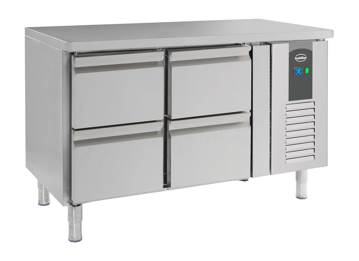 Table réfrigérée 4 tiroirs inox 1360x700x850 mm 282 L 0.34 kW Combisteel - vue 2 - Table réfrigérée positive pro CHR - Cuistéo
