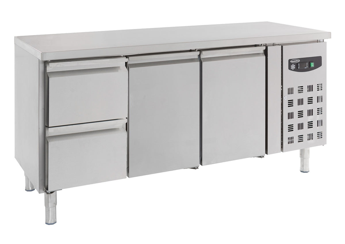 Table réfrigérée 2 portes et 2 tiroirs inox 1795x700x850 mm 417 L 0.34 kW Combisteel - vue 2 - Table réfrigérée positive pro CHR - Cuistéo