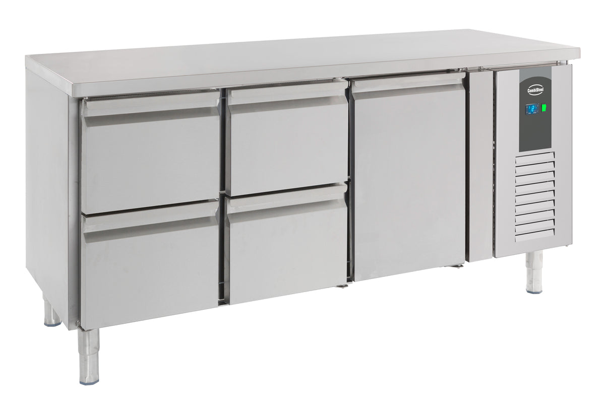 Table réfrigérée 1 porte et 4 tiroirs inox 1795x700x850 mm 417 L 0.34 kW Combisteel - vue 2 - Table réfrigérée positive pro CHR - Cuistéo