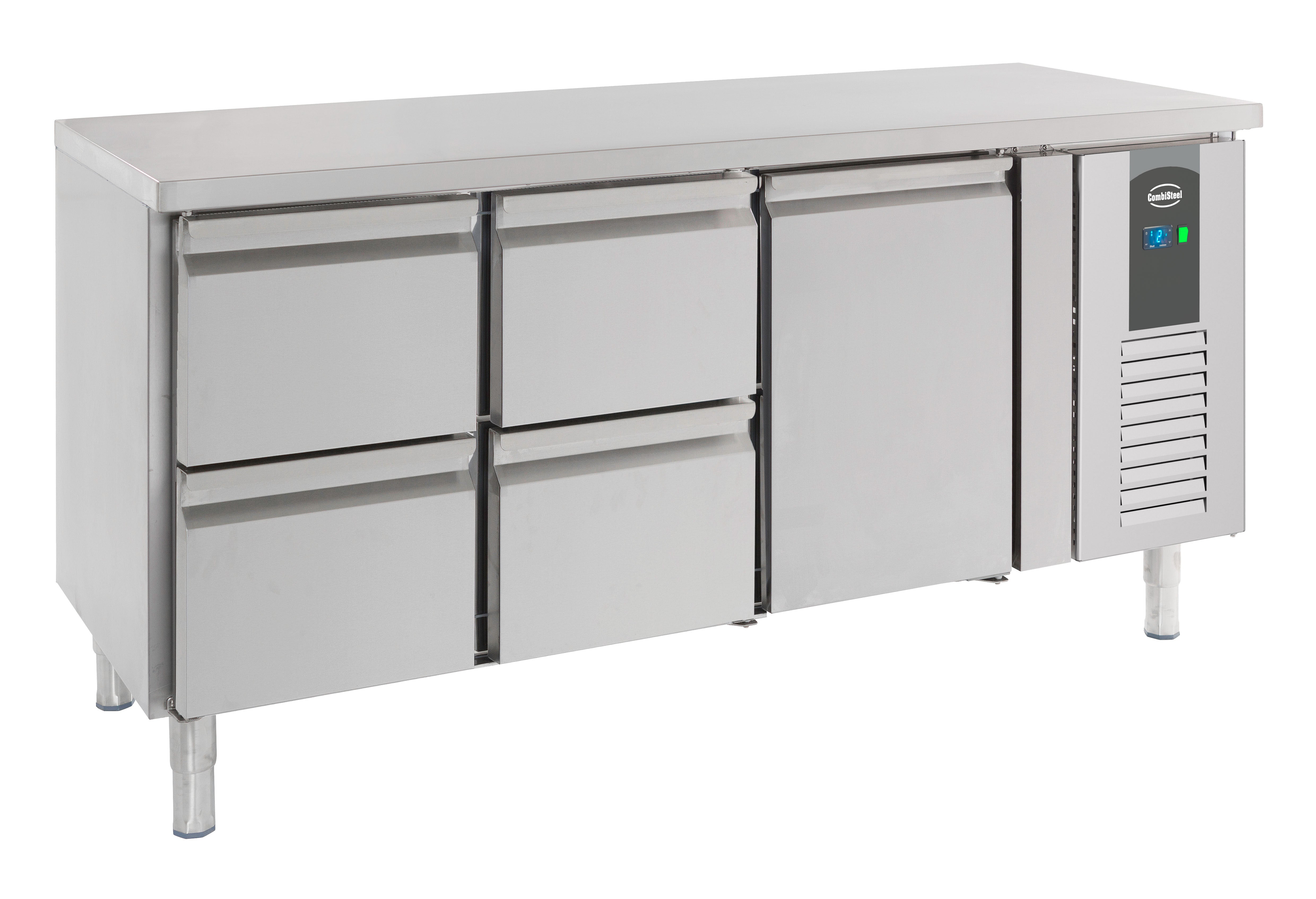 Table réfrigérée 1 porte et 4 tiroirs inox 1795x700x850 mm 417 L 0.34 kW Combisteel - vue 2 - Table réfrigérée positive pro CHR - Cuistéo