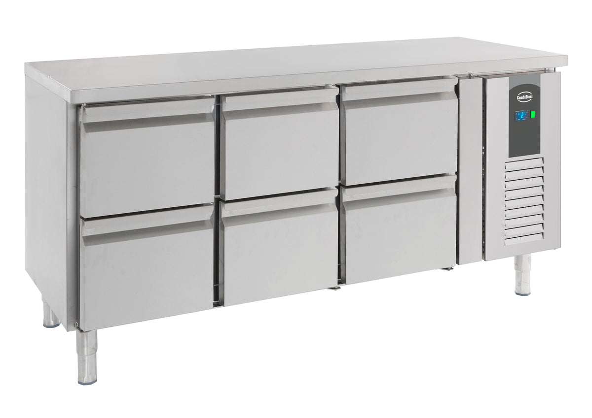 Table réfrigérée 6 tiroirs inox 1795x700x850 mm 417 L 0.34 kW Combisteel - vue 2 - Table réfrigérée positive pro CHR - Cuistéo