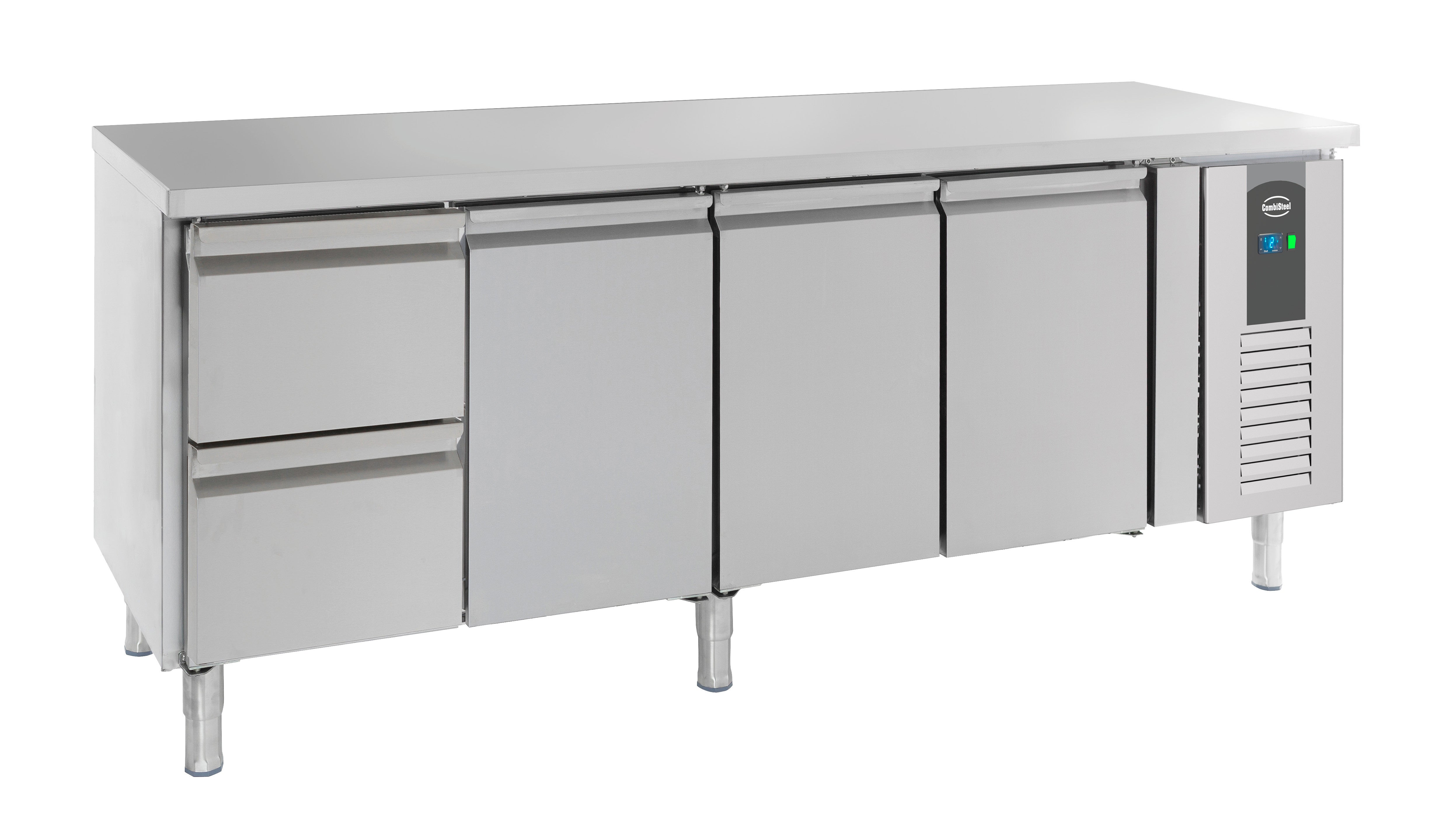 Table réfrigérée inox 3 portes et 2 tiroirs 2230x700x850 mm 553 L 0.34 kW Combisteel - vue 2 - Table réfrigérée positive pro CHR - Cuistéo