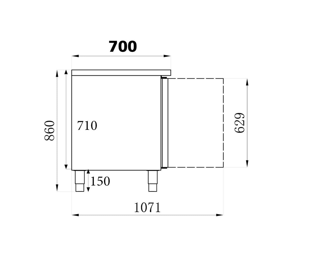 Table congélateur sur pieds 2 portes inox 1360x700x850 mm 272 L 0.34 kW Combisteel - vue 4 - Table réfrigérée négative pro CHR - Cuistéo