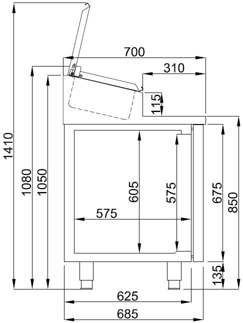 Saladette 2 portes 7x 1/3GN récipient 0.3 kW Combisteel - vue 4 - Saladette réfrigérée pro CHR - Cuistéo