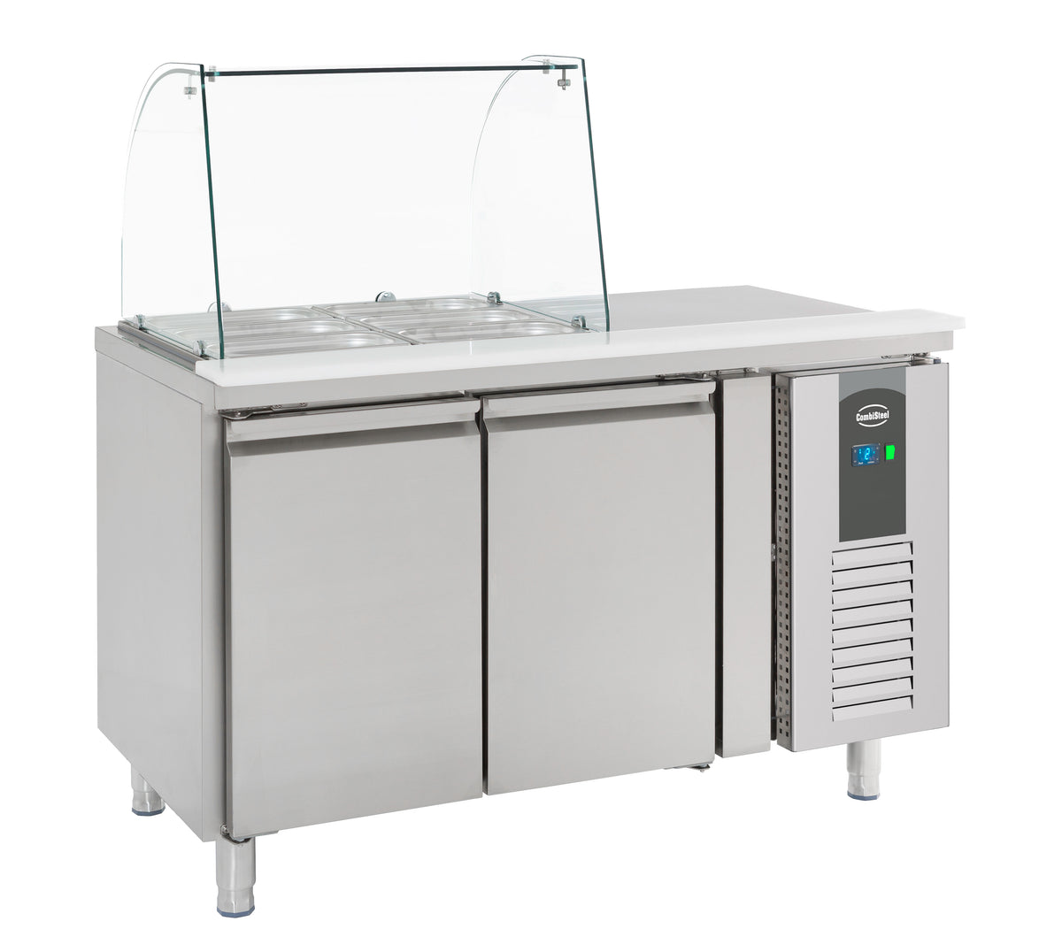 Table réfrigérée avec verre 2 portes inox 1360x700x1365 mm 314 L 0.34 kW Combisteel - vue 3 - Saladette réfrigérée pro CHR - Cuistéo
