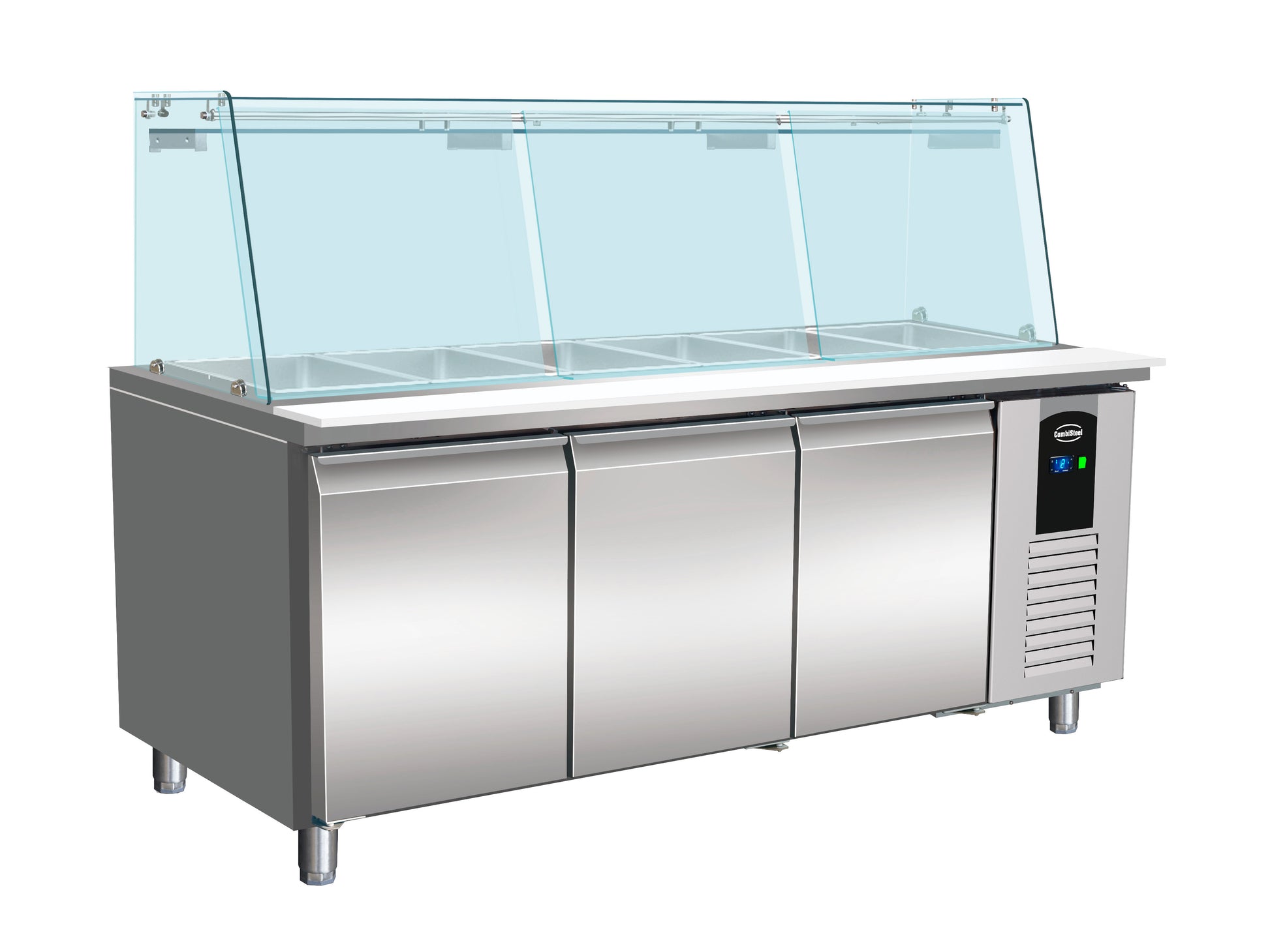 Table réfrigérée vitrée 3 portes 5 x GN 1/1 inox 1795x700x1365 mm 456 L 0.2 kW Combisteel - vue 3 - Saladette réfrigérée pro CHR - Cuistéo