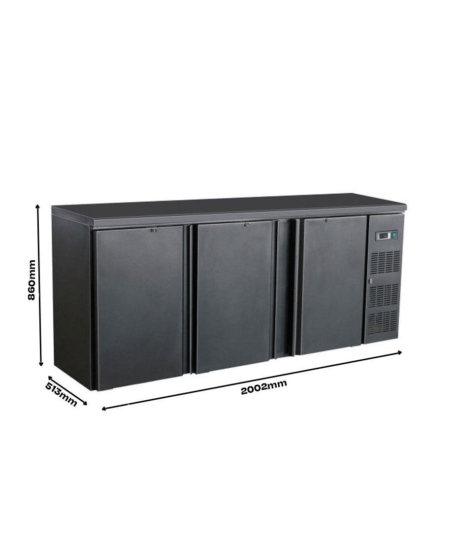 Arrière bar réfrigéré noir 3 portes 2002x513x860 mm 537 L 0.28 kW Combisteel - vue 5 - Arrière-bar réfrigéré pro CHR - Cuistéo