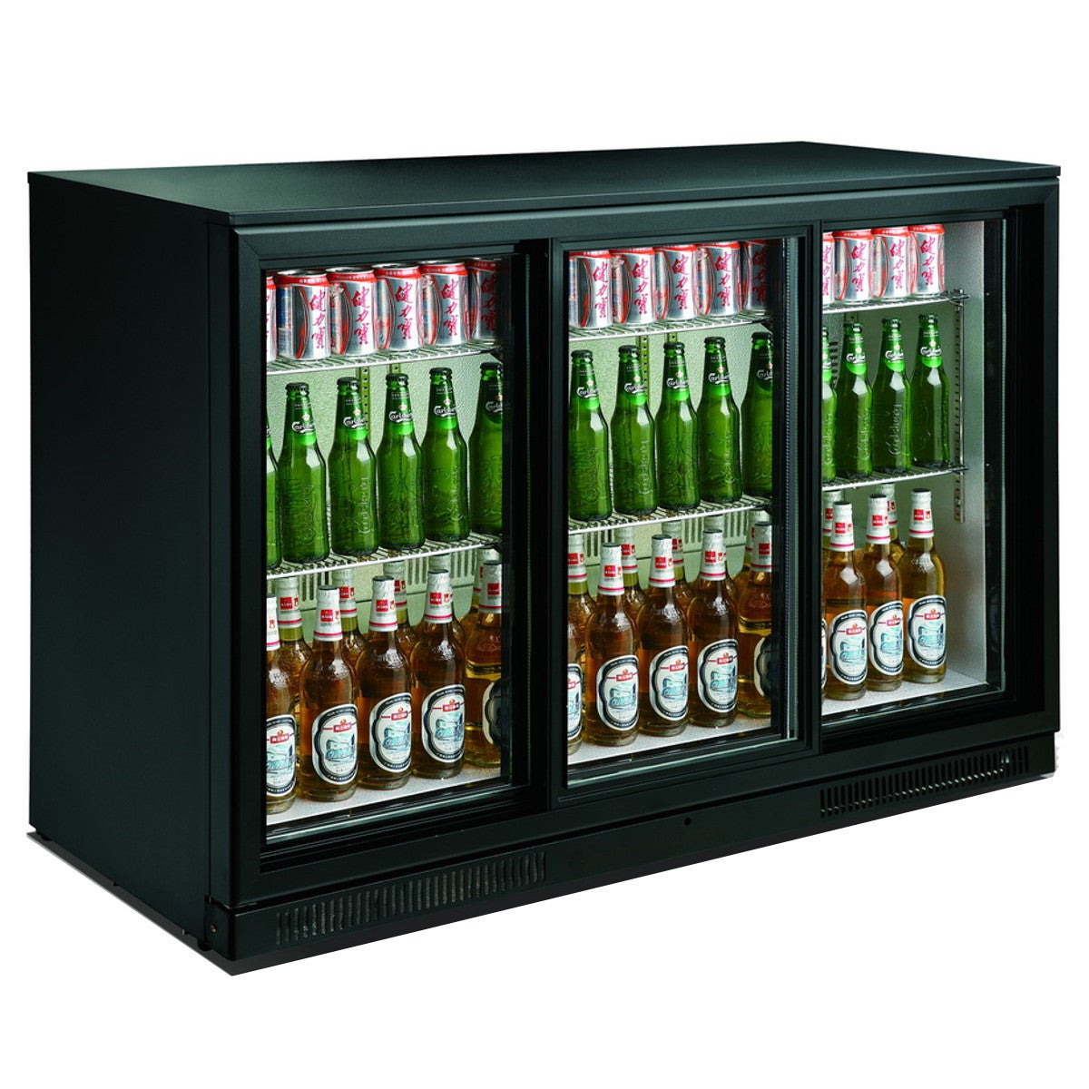 Arrière bar réfrigéré noir 3 portes coulissantes 1335x500x900 mm 298 L 0.3 kW Combisteel - vue 5 - Arrière-bar réfrigéré pro CHR - Cuistéo