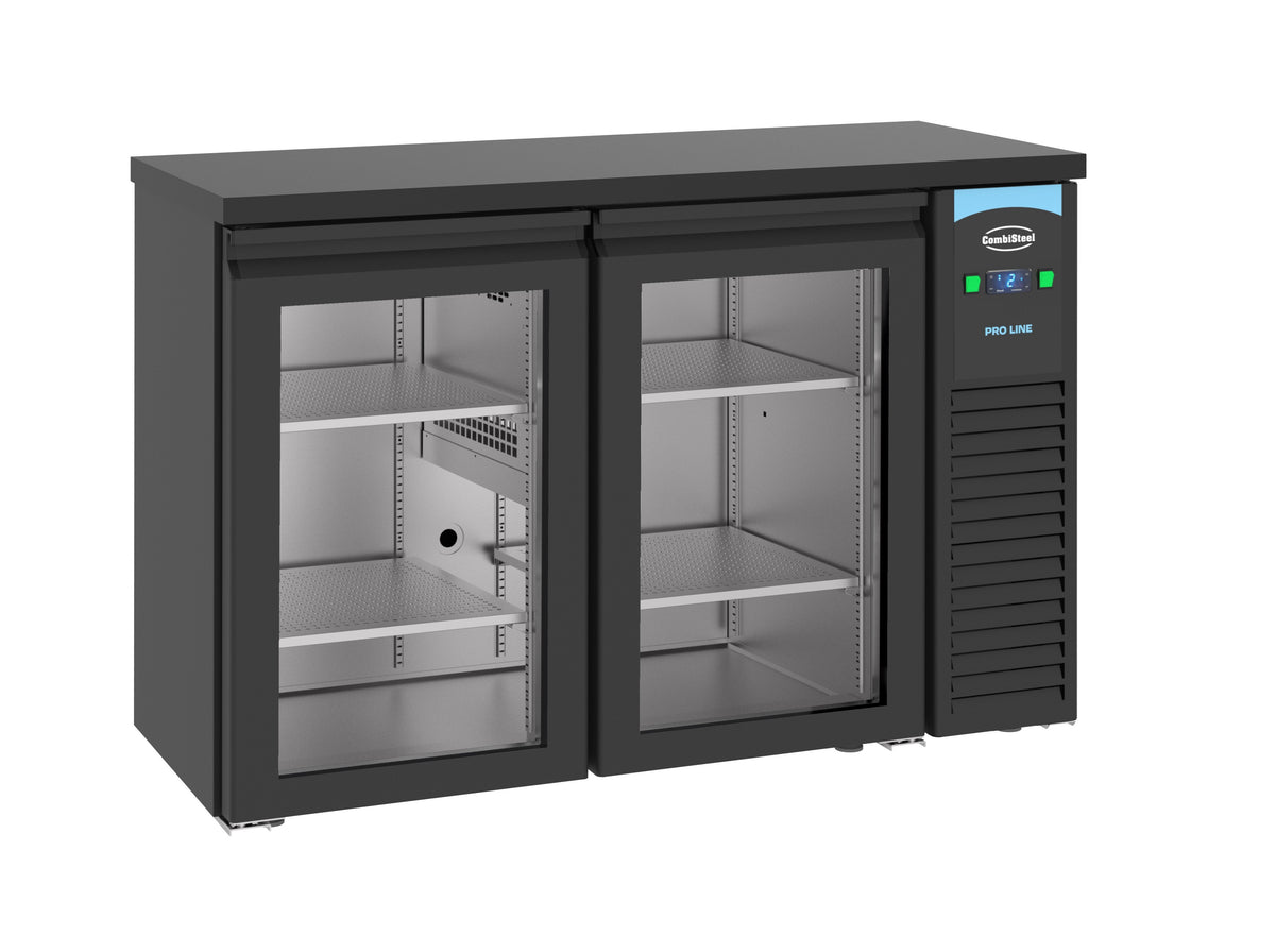 Arrière bar réfrigéré noir 2 portes en verre 1380x550x950 mm 320 L 0.36 kW Combisteel - vue 3 - Arrière-bar réfrigéré pro CHR - Cuistéo