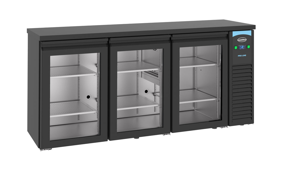 Arrière bar réfrigéré noir 3 portes en verre 1940x550x950 mm 500 L 0.46 kW Combisteel - vue 3 - Arrière-bar réfrigéré pro CHR - Cuistéo