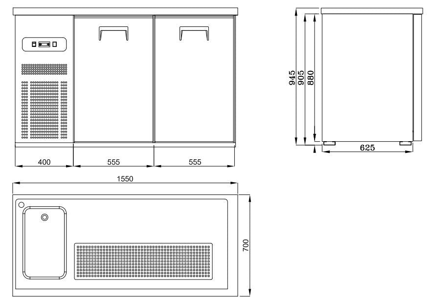 Refroidisseur de bière 2 portes 1550x700x950 mm 0.36 kW Combisteel - vue 6 - Refroidisseur de Bouteilles pro CHR - Cuistéo