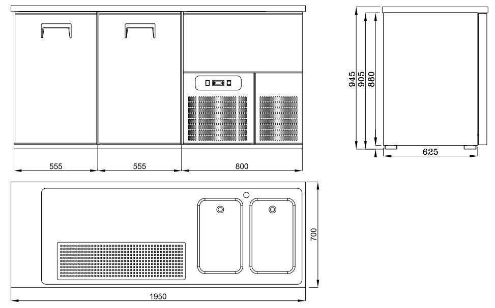 Refroidisseur de bière 2 portes inox 1950x700x950 mm 0.36 kW Combisteel - vue 5 - Refroidisseur de Bouteilles pro CHR - Cuistéo
