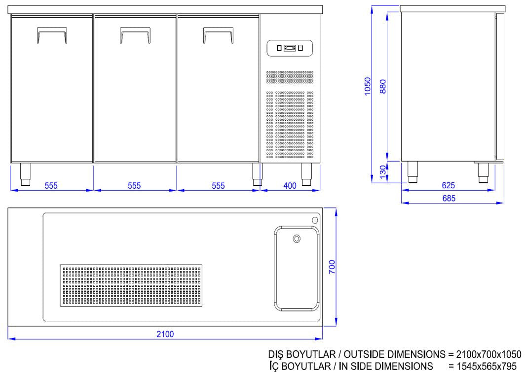 Refroidisseur de bière 3 portes 2100x700x950 mm 0.36 kW Combisteel - vue 6 - Refroidisseur de Bouteilles pro CHR - Cuistéo