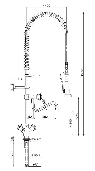 Pré douche de rinçage avec 1-trou Combisteel - vue 4 - Robinetterie pro CHR - Cuistéo