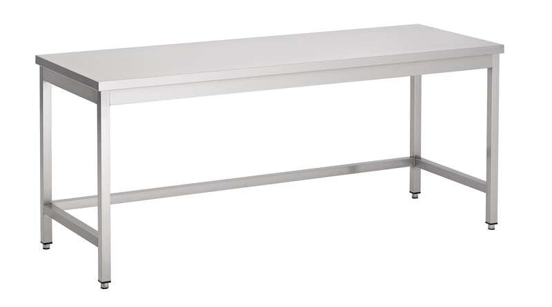 Plan de travail ouvert 1400 mm- 6 pieds inox Combisteel - vue 2 - Table inox avec étagère pro CHR - Cuistéo
