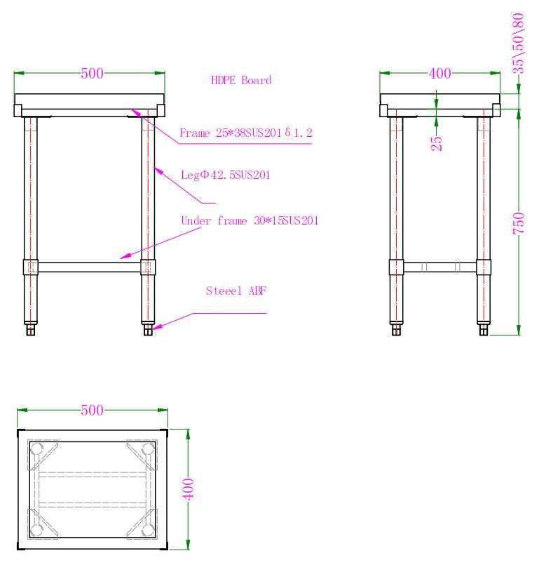 Billot bloc en polyéthylène 50mm épais inox 80 L Combisteel - vue 4 - Billot pro CHR - Cuistéo