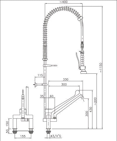 Pré douche de rinçage Combisteel - vue 4 - Robinetterie pro CHR - Cuistéo