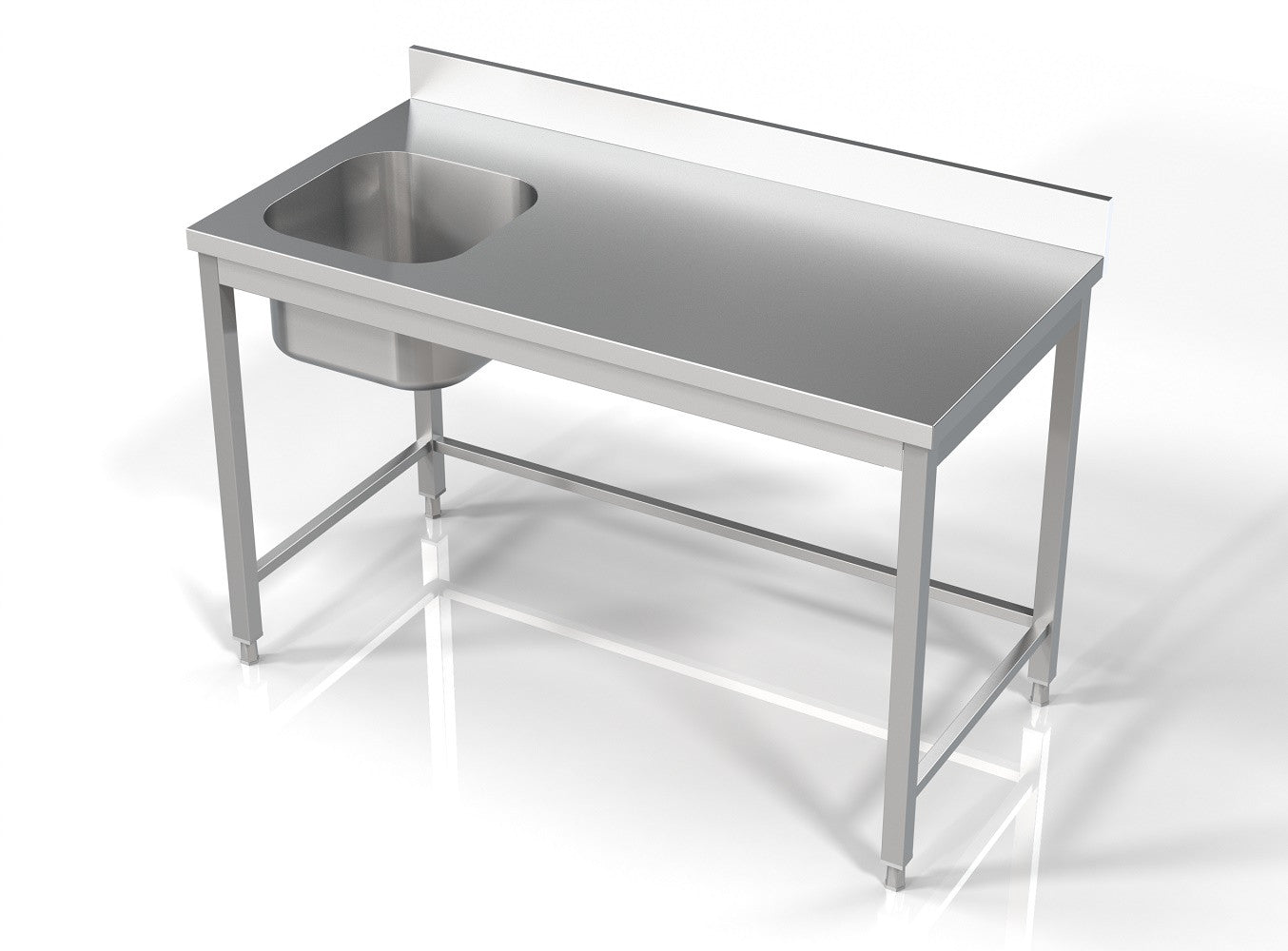 Bloc ouvert évier à gauche -1400 x700 Combisteel - vue 2 - Table inox avec étagère pro CHR - Cuistéo