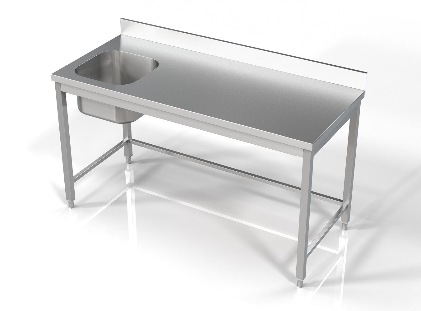 Bloc ouvert évier à gauche -1600x700 Combisteel - vue 2 - Table inox avec étagère pro CHR - Cuistéo