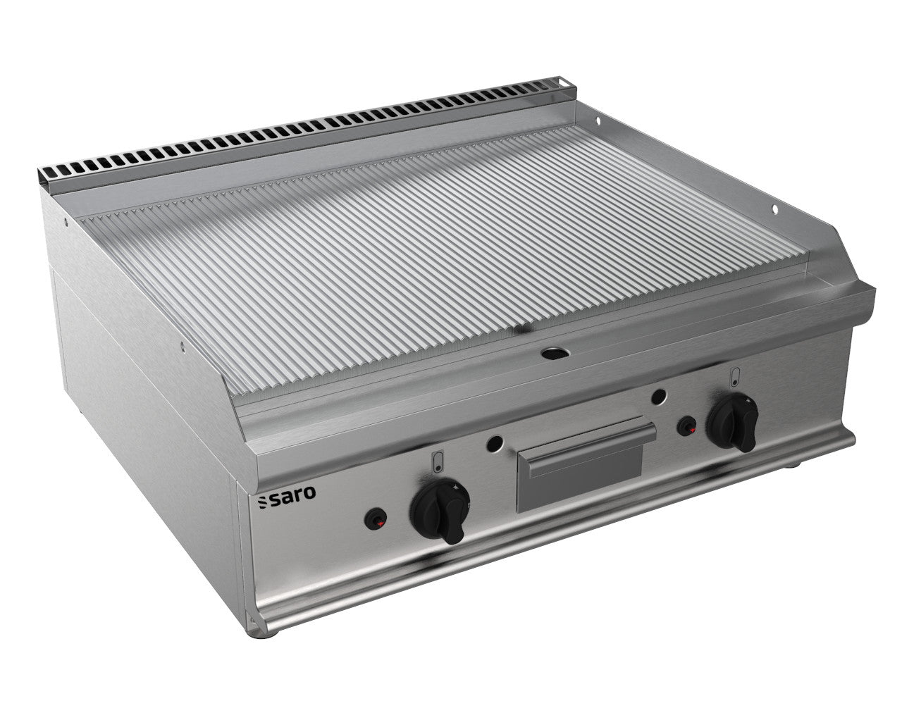 Plancha à Gaz - Table - 2 Zones - Striée - 795x530 mm - 270°C - 12 kW - E7/KTG2BBR inox Saro - Plancha gaz professionnel CHR - matériel cuisine pro - Cuistéo