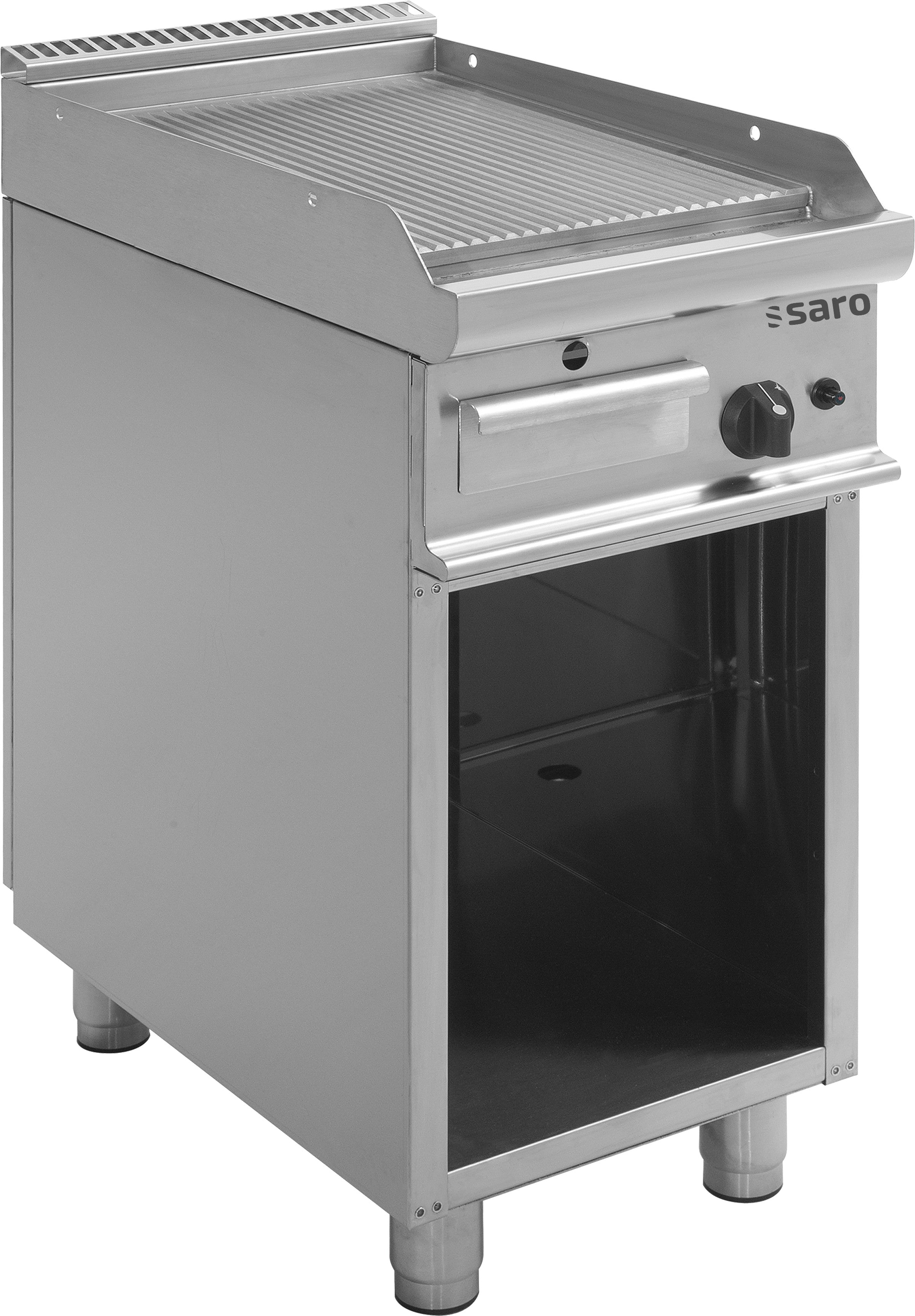 Plancha à Gaz - Sur Pied - Plaque Nervurée - 395x530 mm - 270°C - 6 kW - E7/KTG1BAR Saro - Plancha gaz professionnel CHR - matériel cuisine pro - Cuistéo
