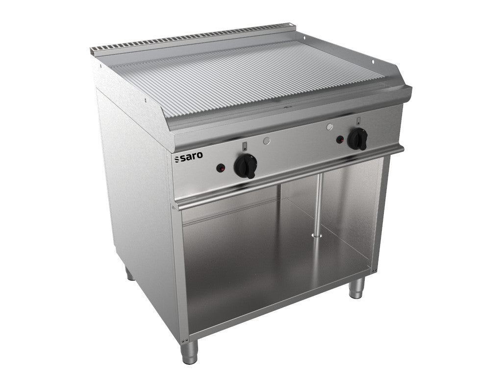 Plancha à Gaz - Sur Pied - 2 Zones - Rainurée - 795x530 mm - 270°C - 12 kW - E7/KTG2BAR Saro - Plancha gaz professionnel CHR - matériel cuisine pro - Cuistéo
