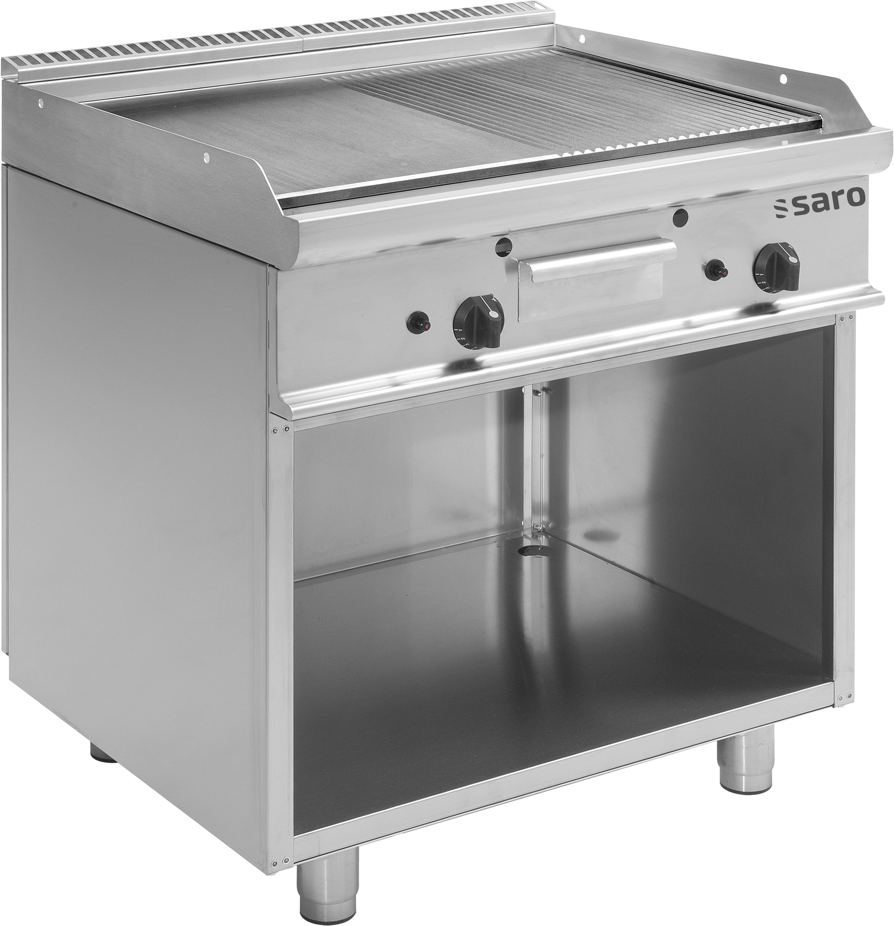 Plancha à Gaz - Sur Pied - 2 Zones - Mixte - 795x530 mm - 270°C - 12 kW - E7/KTG2BAM Saro - Plancha gaz professionnel CHR - matériel cuisine pro - Cuistéo