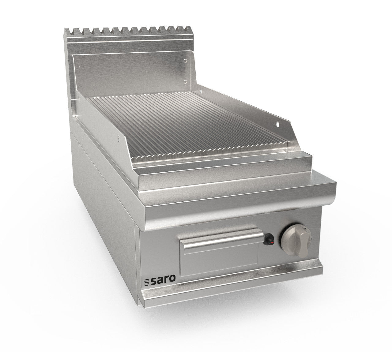Plancha à Gaz - Table - Plaque Rainurée - AISI430 15mm - 400x900 mm - 6.9 kW - LQ/FTG2BBR inox Saro - Plancha gaz professionnel CHR - matériel cuisine pro - Cuistéo