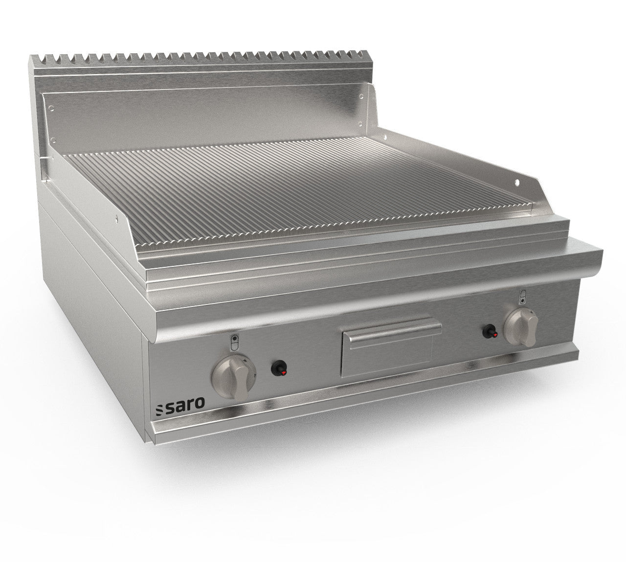 Plancha à Gaz - Table - Plaque Rainurée - AISI430 15mm - 800x900 mm - 13.8 kW - LQ/FTG4BBR inox Saro - Plancha gaz professionnel CHR - matériel cuisine pro - Cuistéo