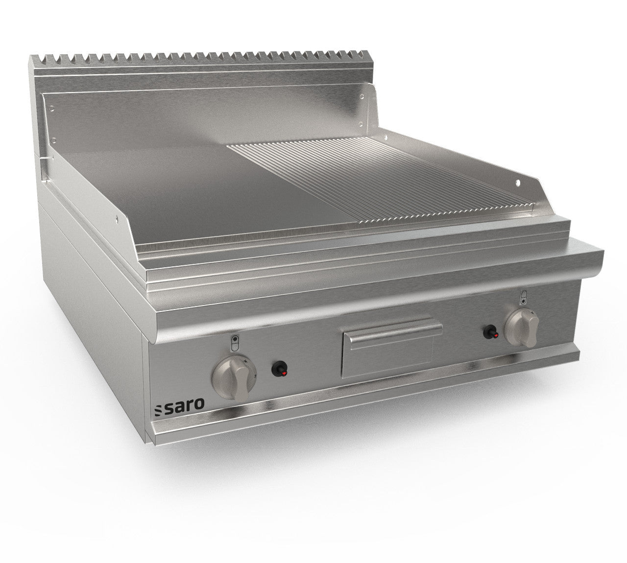Plancha à Gaz - Table - Plaque Mixte - AISI430 15mm - 800x900 mm - 13.8 kW - LQ/FTG4BBM inox Saro - Plancha gaz professionnel CHR - matériel cuisine pro - Cuistéo