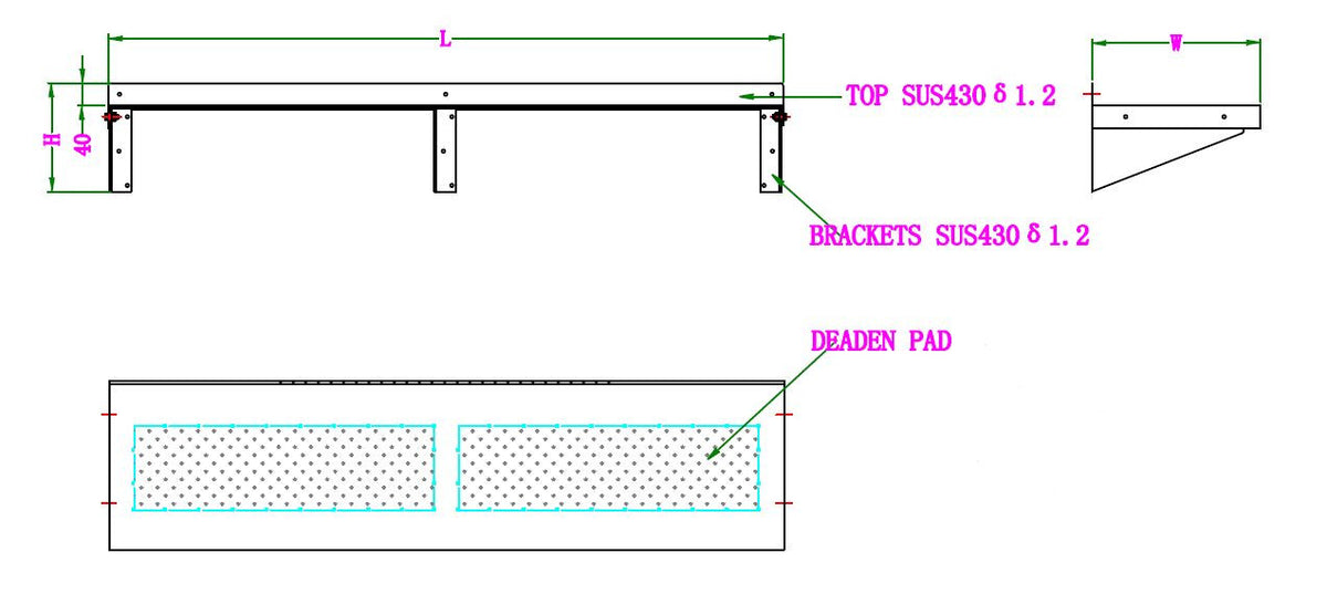 Etagère murale et fixations inox 1400x400 60 L Combisteel - vue 4 - Table inox avec étagère pro CHR - Cuistéo