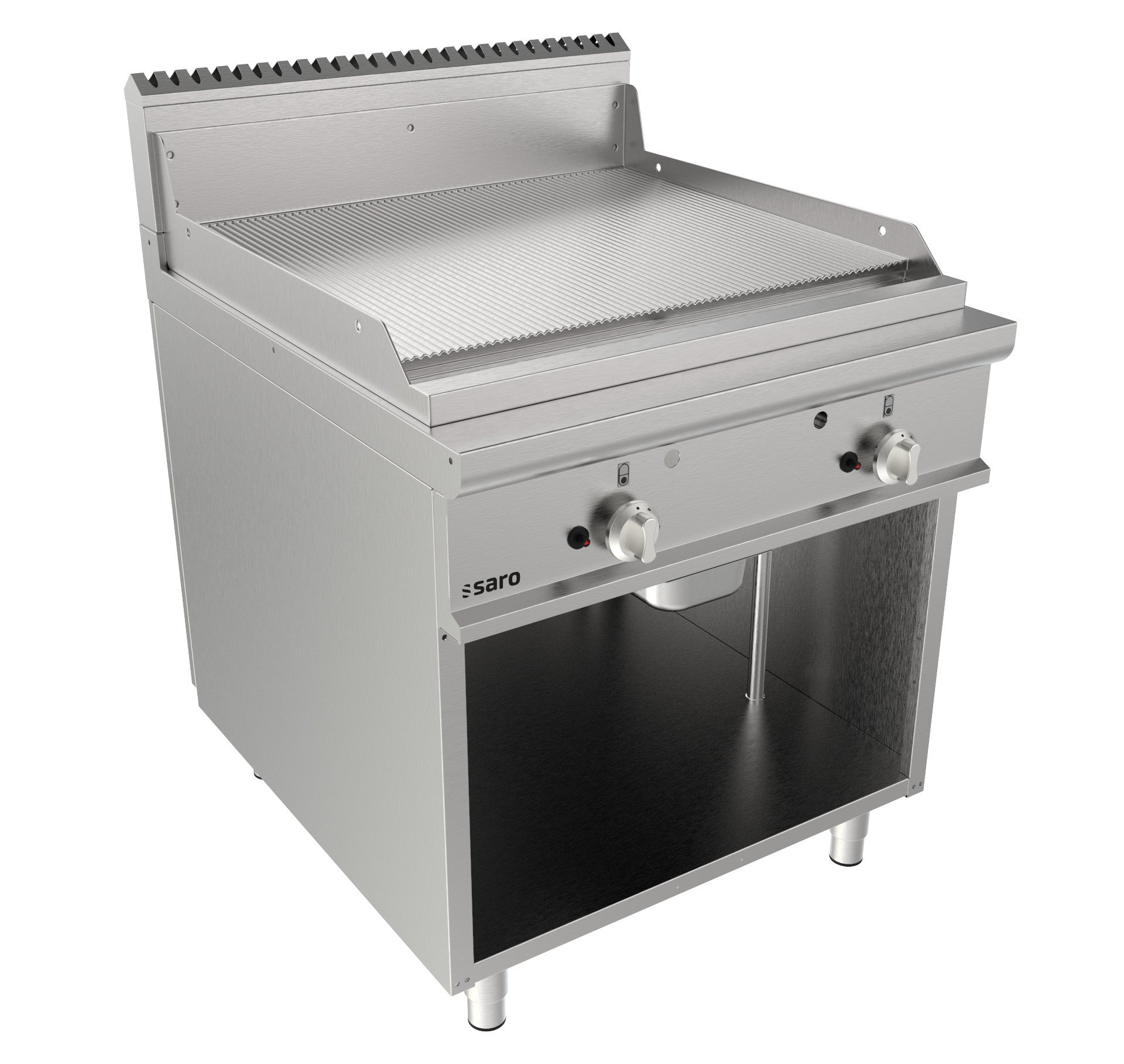 Plaque cuisson gaz - Inox - Rainurée - 15mm - 13.8kW Saro - Matériel cuisson professionnel CHR - matériel cuisine pro - Cuistéo