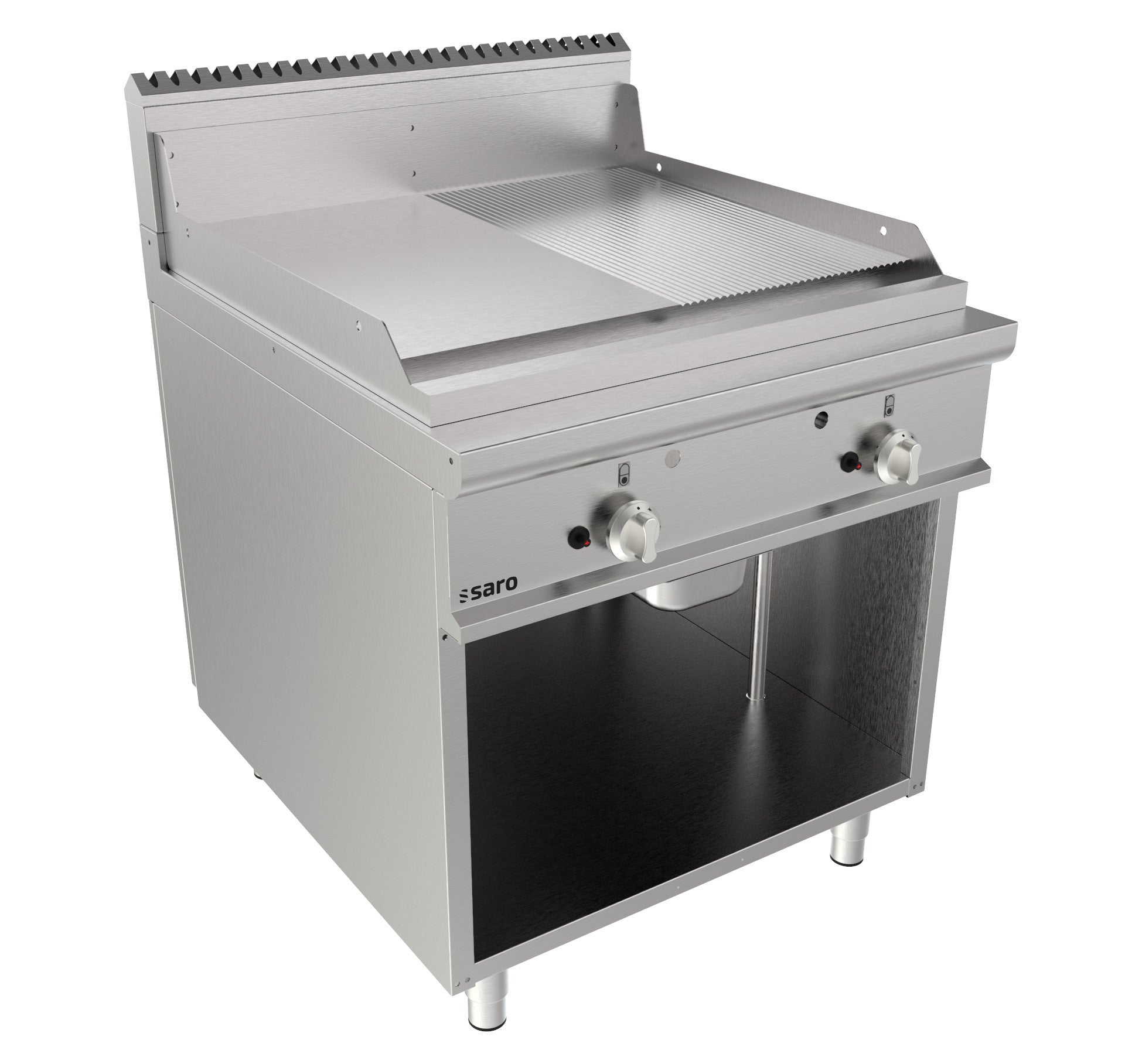 Plaque cuisson gaz - Inox - Mixte - 15mm - 13.8kW Saro - Matériel cuisson professionnel CHR - matériel cuisine pro - Cuistéo