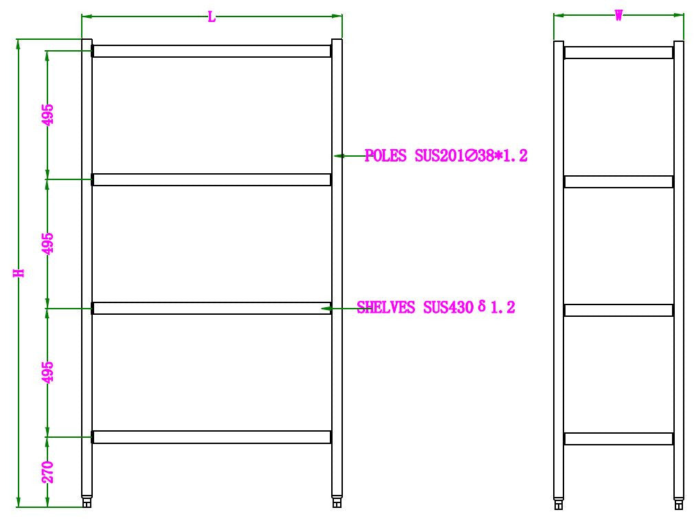 Étagère démontable 4 niveaux 900x500x1800 inox 50 L Combisteel - vue 4 - Rayonnage de Chambre Froide pro CHR - Cuistéo
