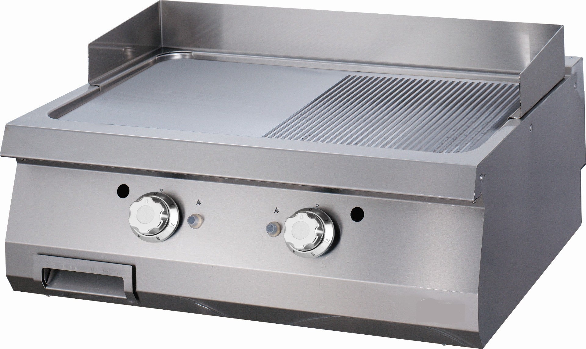 Plaque de cuisson - Demi-rainurée - Double unité - Gaz 1.5 L 2 kW Maxima - Plancha gaz professionnel CHR - matériel cuisine pro - Cuistéo