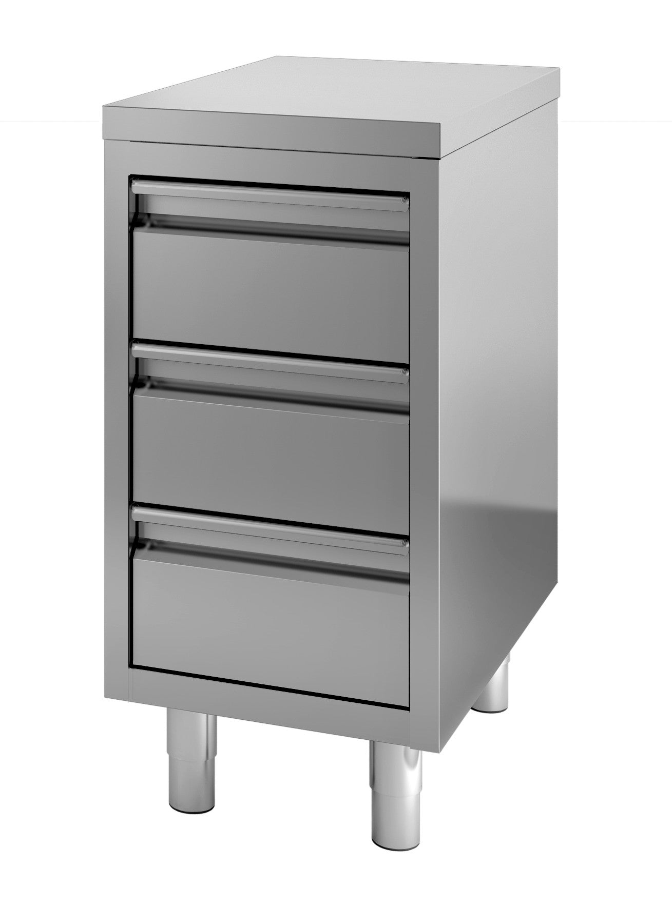 Meuble de travail 3 tiroirs inox 400mm Combisteel - vue 2 - Meuble bas inox pro CHR - Cuistéo
