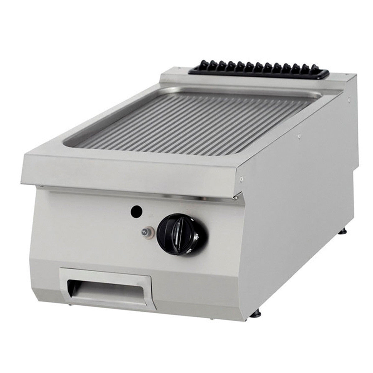 Plaque de cuisson Rainurée en chrome - Unité individuelle - 90cm de profondeur - Gaz 1.5 L 9.0 kW Maxima - Plancha gaz professionnel CHR - matériel cuisine pro - Cuistéo